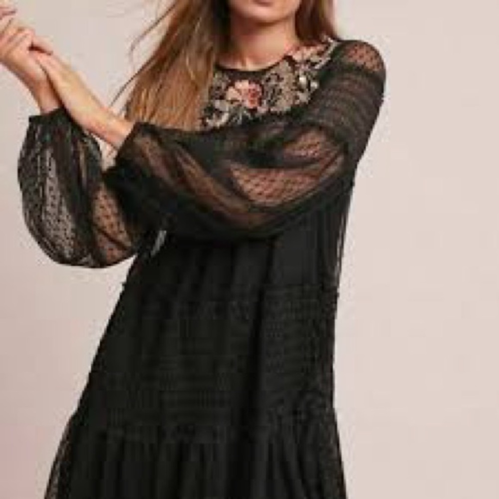 Maeve Sarama black lace dress